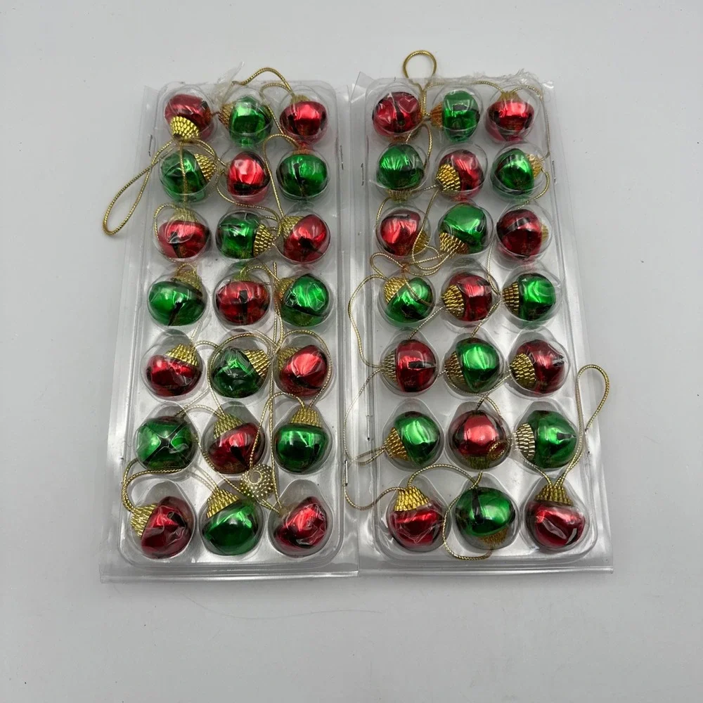 Lot Of 2 Festive Metal Red Green Jingle Bell Garland Christmas Decoration